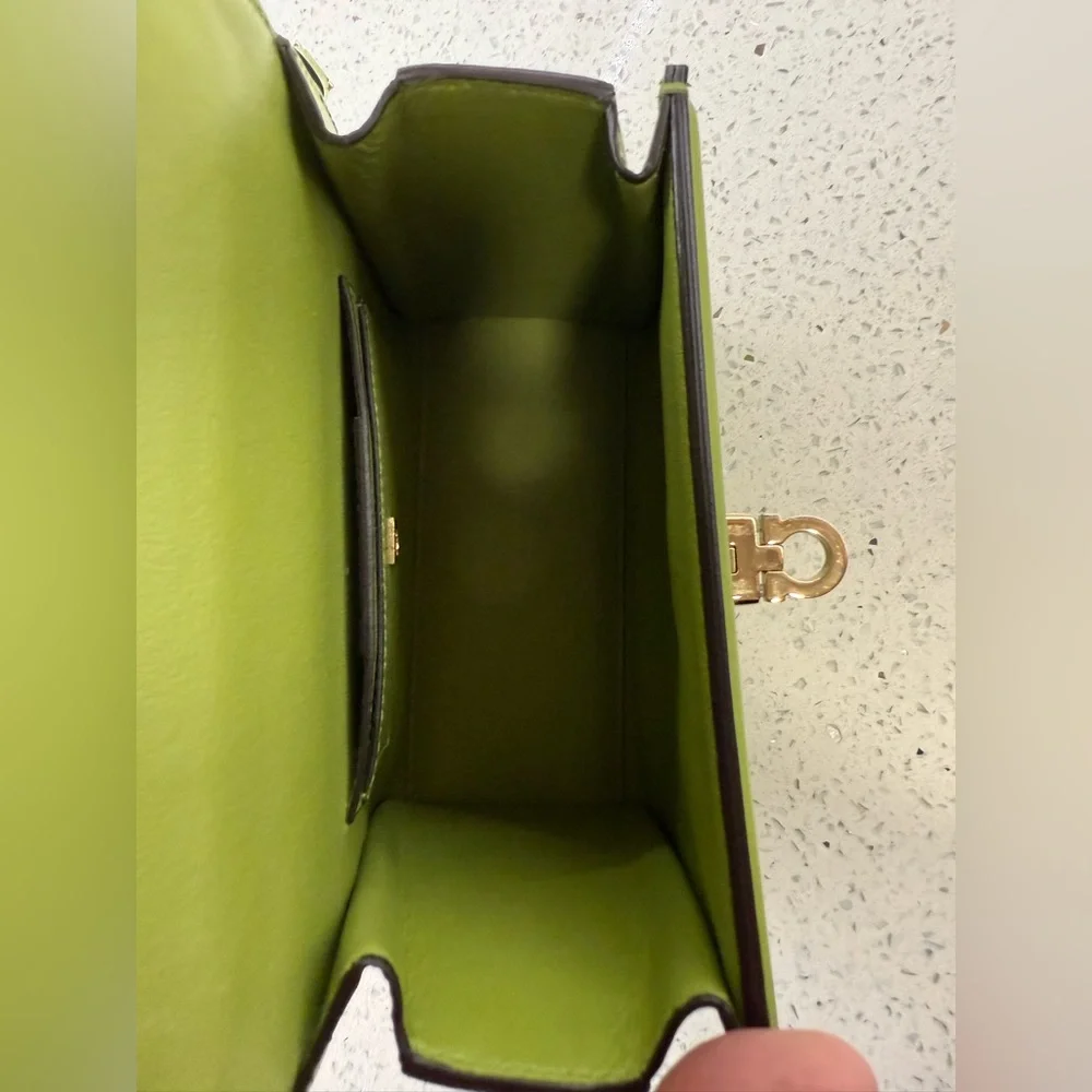 Salvatore Ferragamo Avocado Boxyz Leather Top Handle Bag - Picture 9 of 10